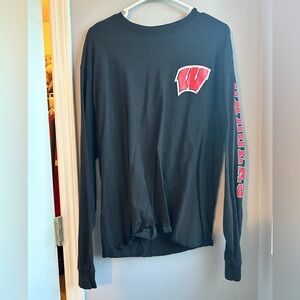 Wisconsin Badger Black & Red Long Sleeve Shirt